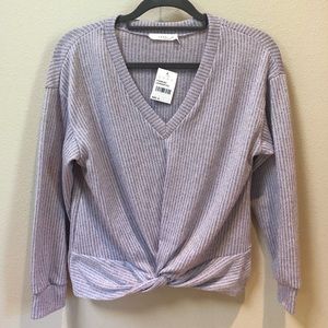 Lush Lavender Long Sleeve Twist-Front Sweater